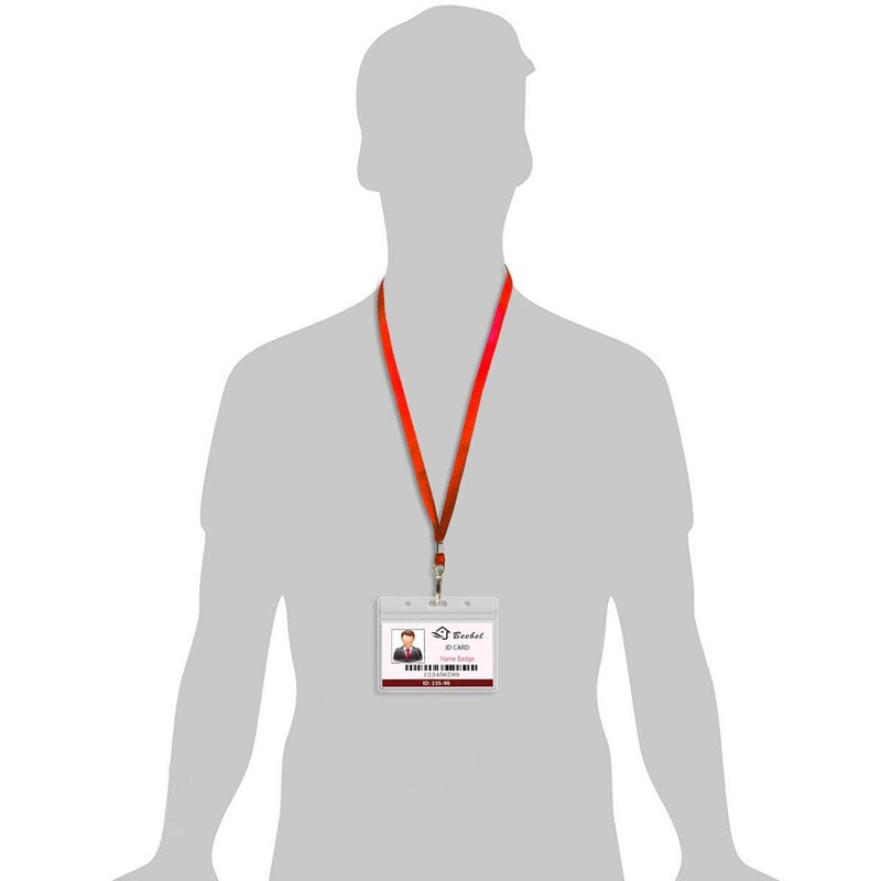 Beebel Red Lanyards 50Pcs 18" Lanyard with Badge Clip - Image 4